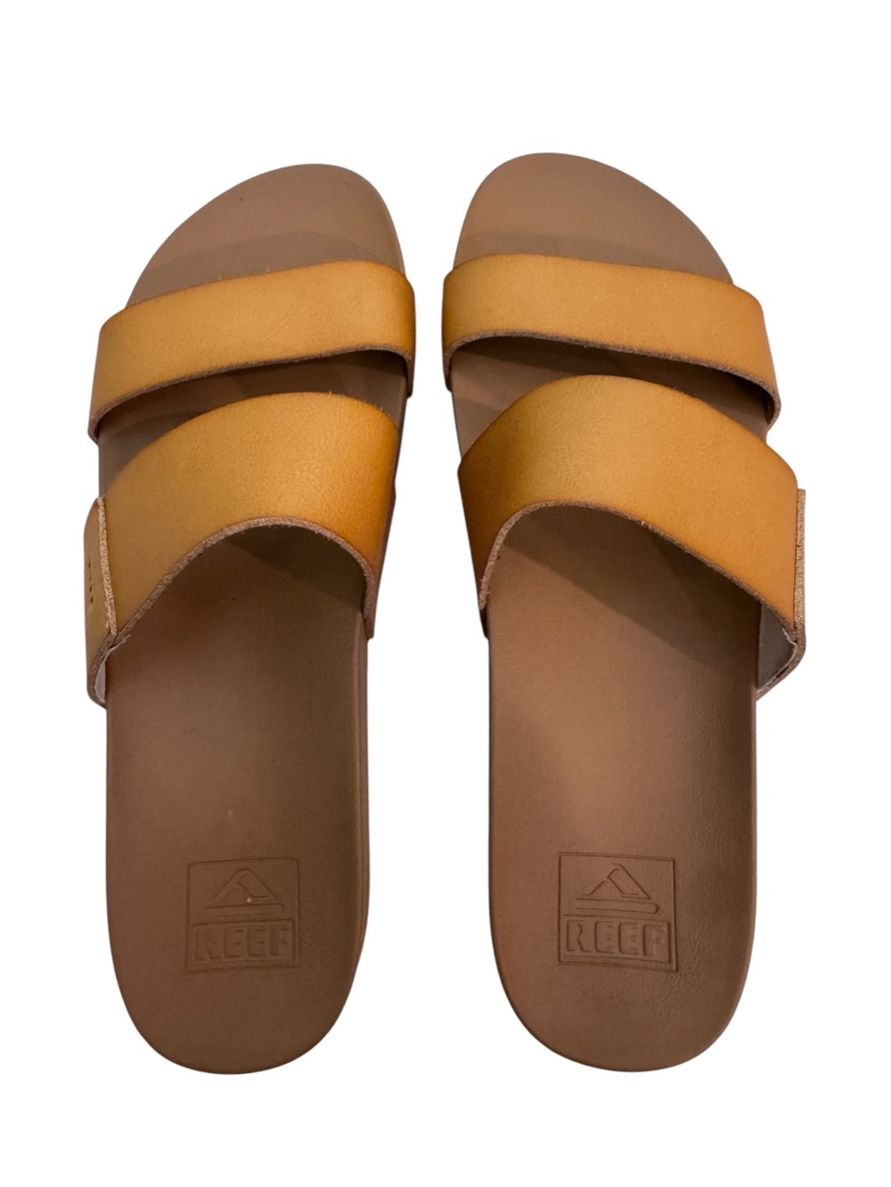 REEF Cushion Vista Tan Double Strap Slide Sandals 9 - Picture 2 of 9